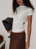 Chelese Cut Out Ruched Top White