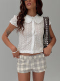 Angellika Oversized Collar Button Up Top White