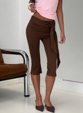 Lizana Tie Side Capri Pants Brown