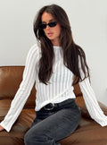 Tuppence Ribbed Long Sleeve Top White