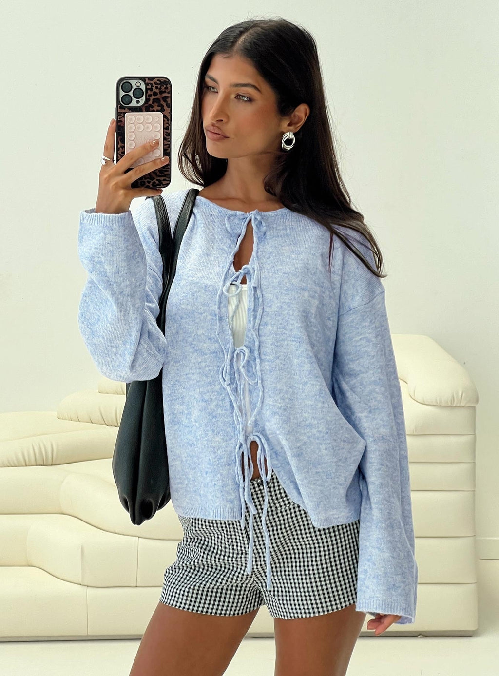 Frosty Knit Cardigan Blue