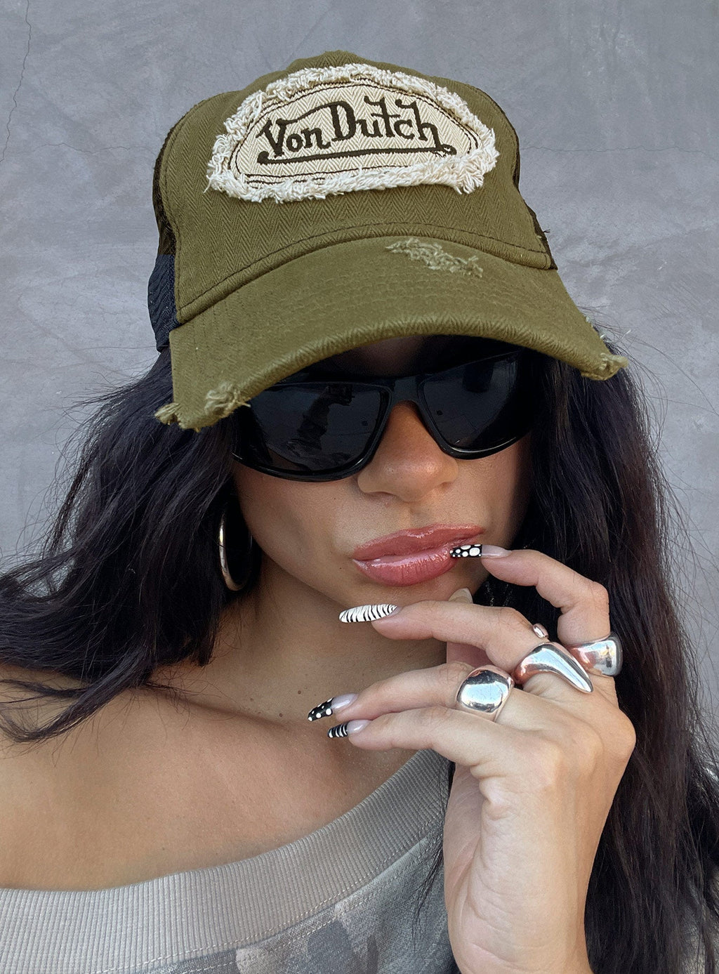 Von Dutch Denim Trucker Hat Vintage Green