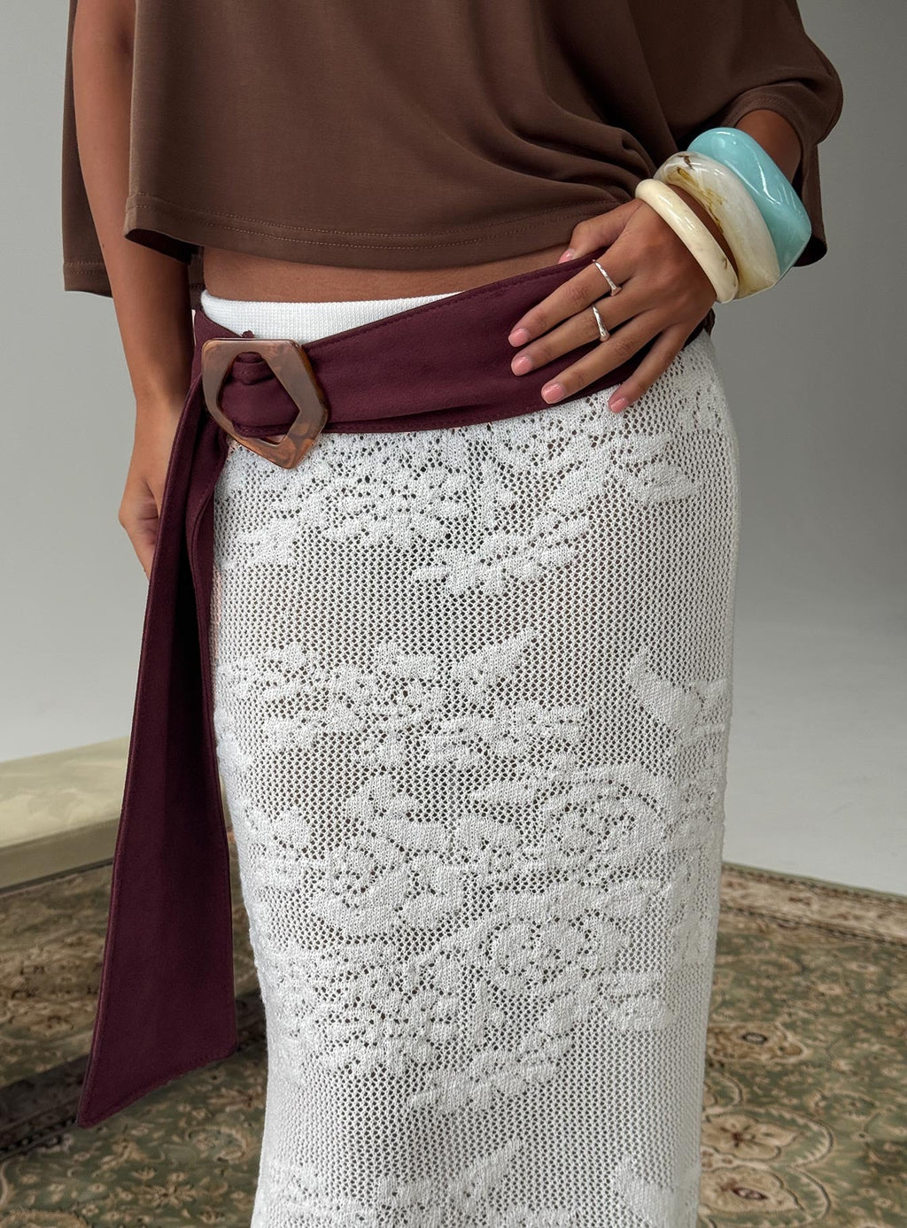 Wrylie Faux Suede Belt Plum