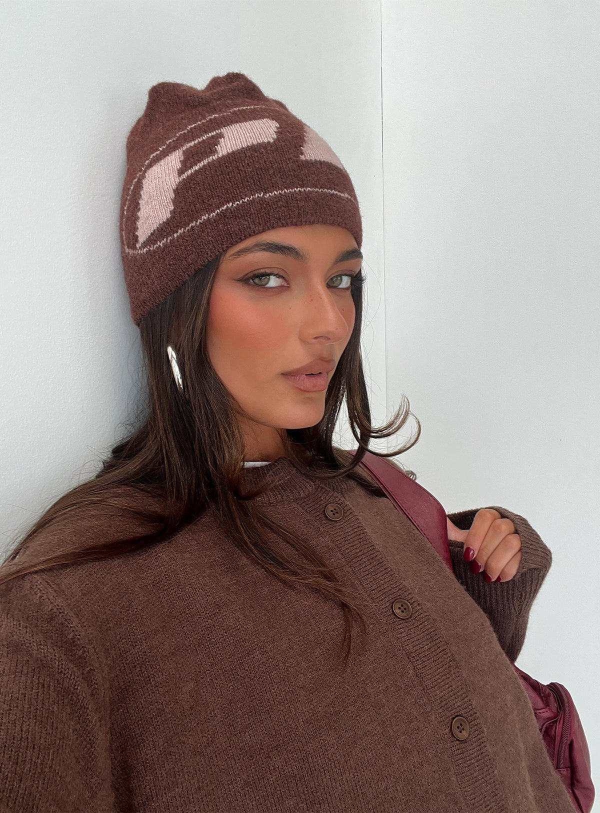 Rhiara Beanie Brown / Pink
