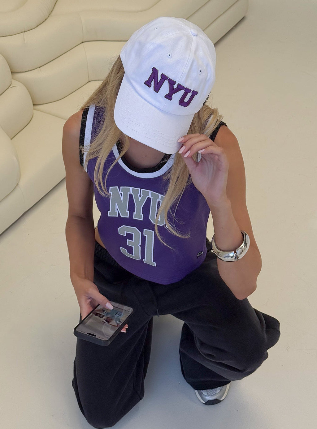 NYU Dad Cap White