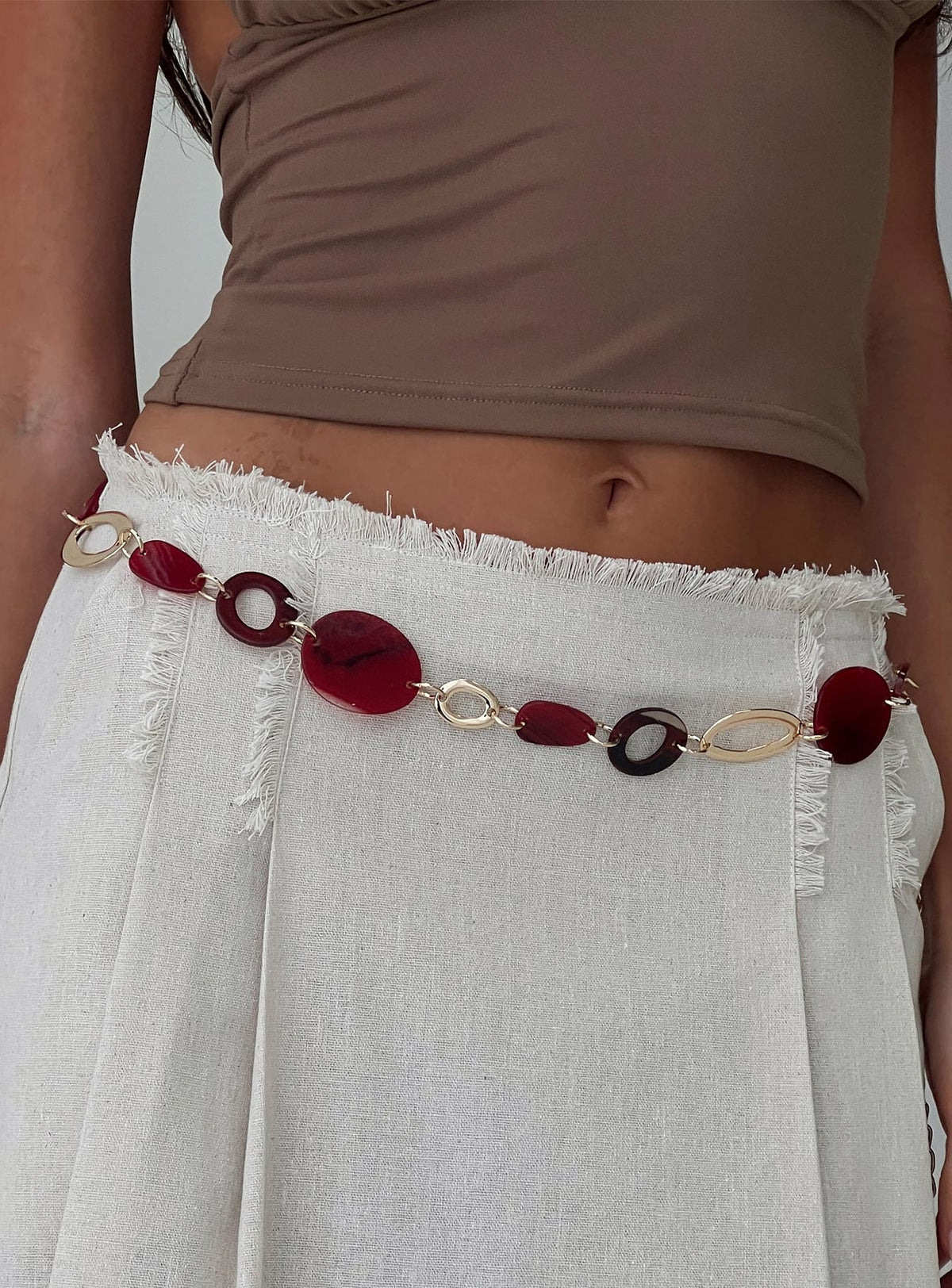 Felon Beaded Chain Belt Gold / Red