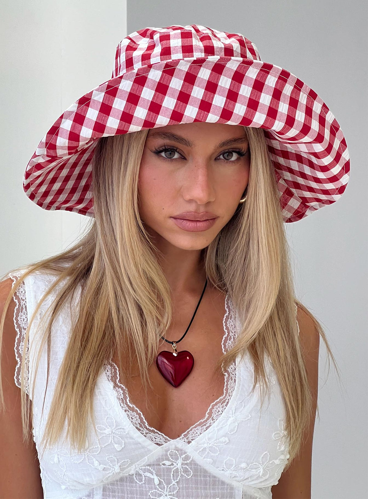 Leina Hat Red Gingham