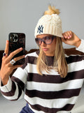 New York Yankees Knit Beanie Cream