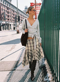 Toshie Asymmetrical Midi Skirt Multi Check