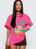 Santa Monica Beach Oversized Graphic Tee Washed Pink