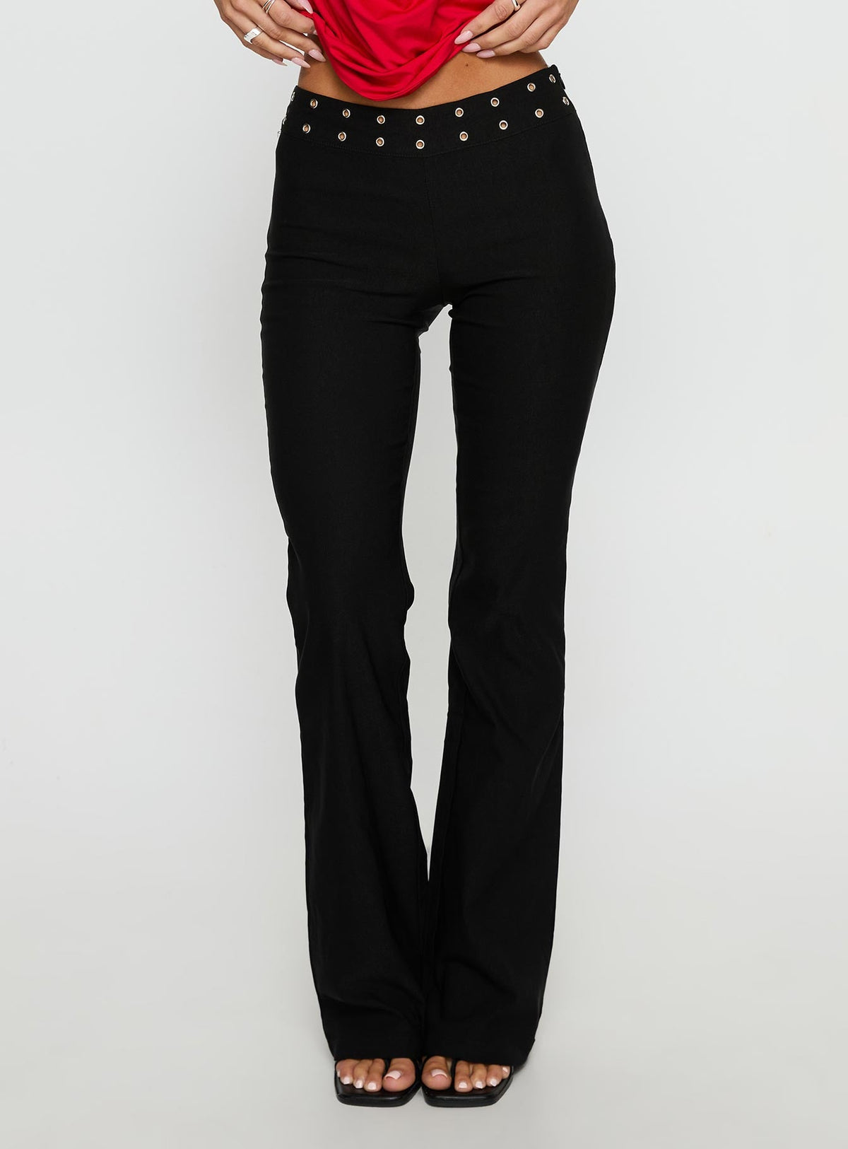 Yevina Eyelet Flare Pant Black