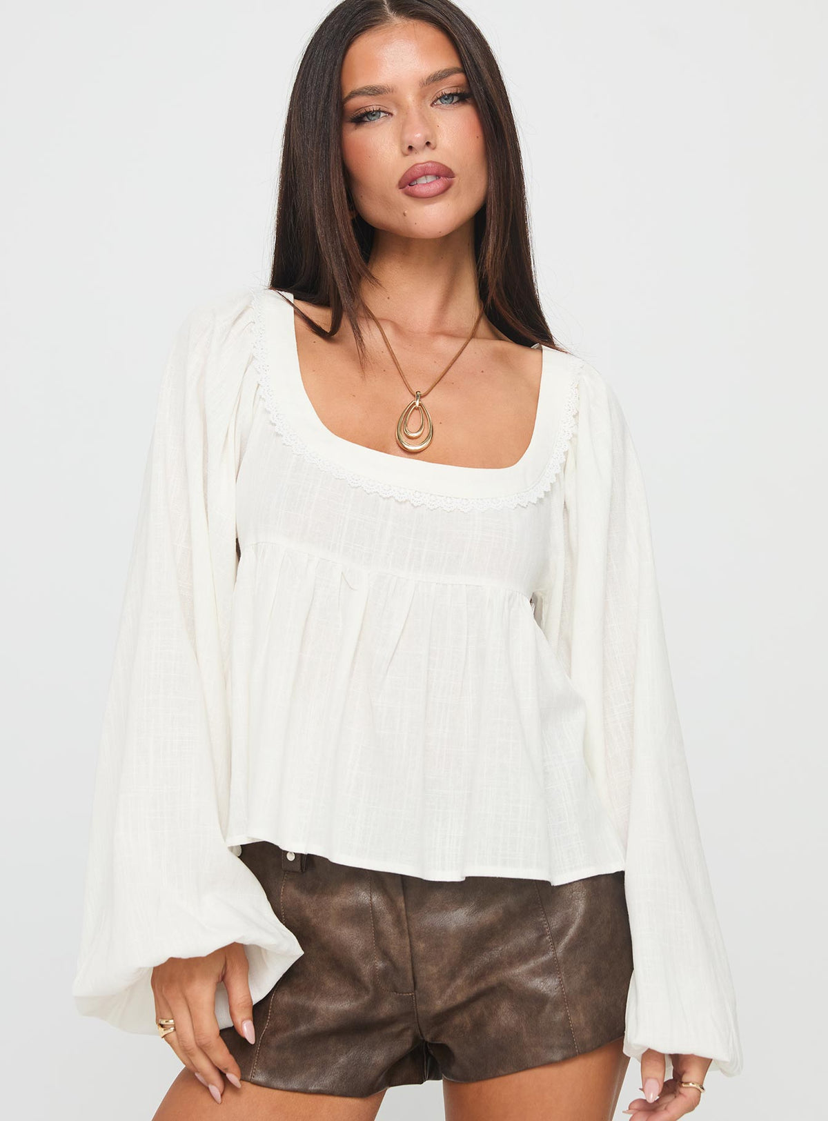 Benjie Long Sleeve Top White