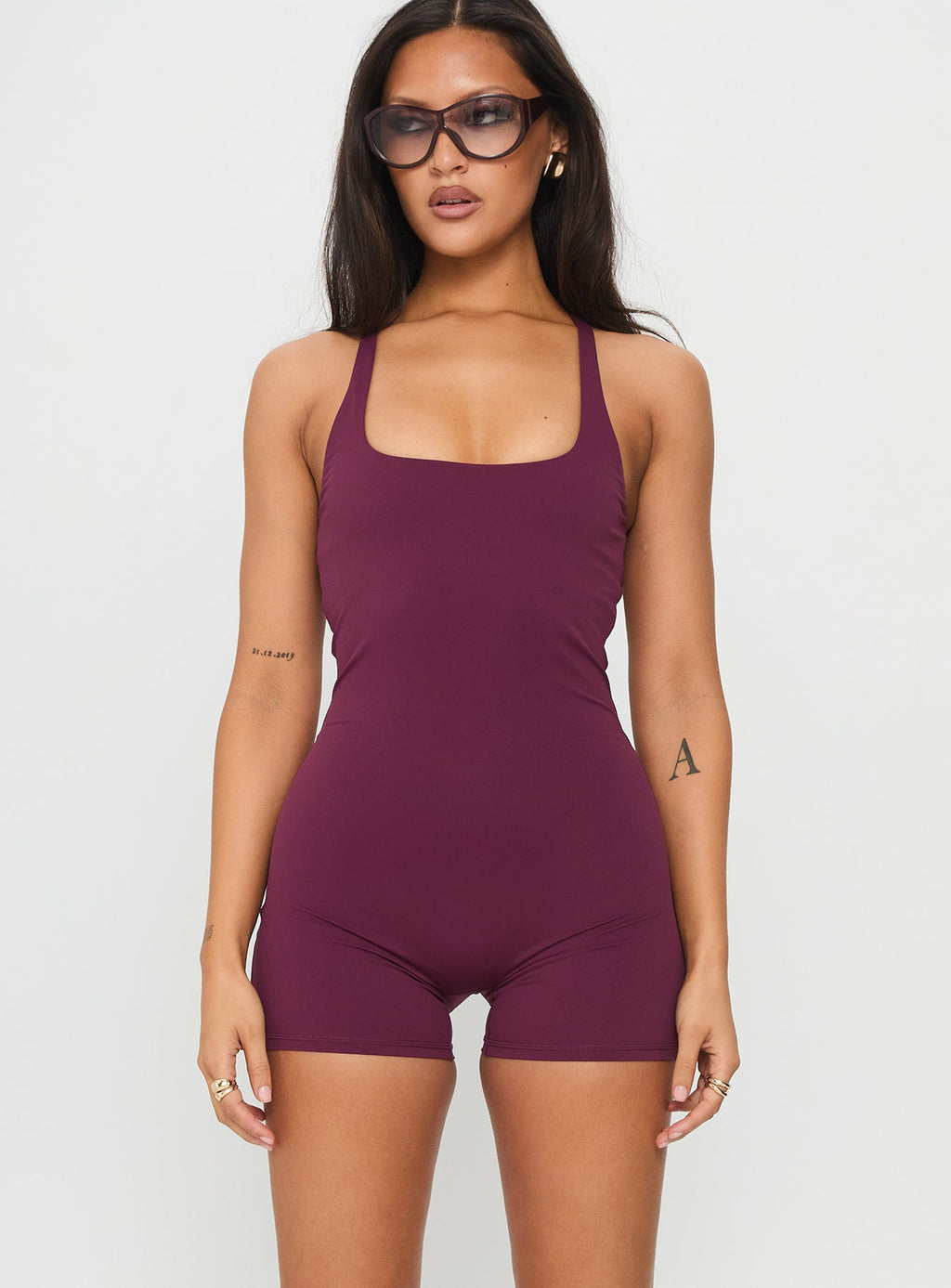 Run The Play Active Romper Plum