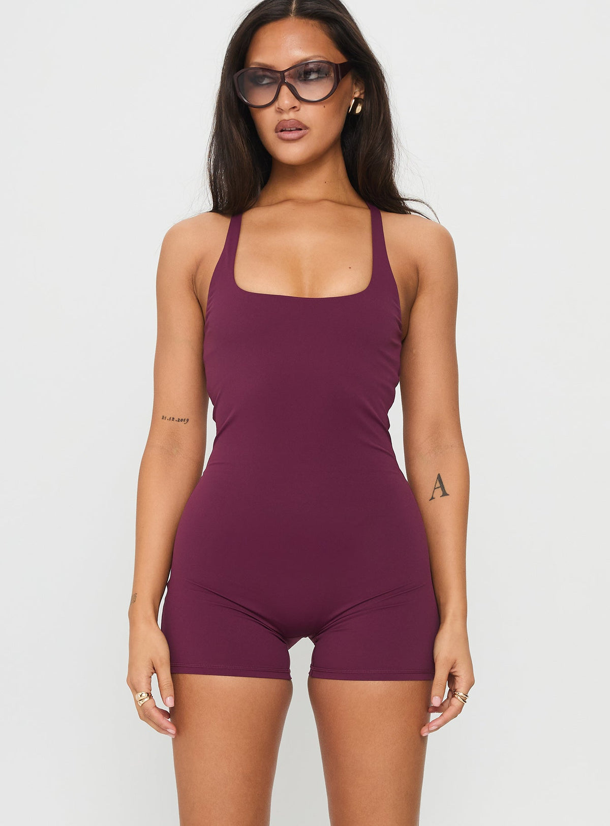 Run The Play Active Romper Plum