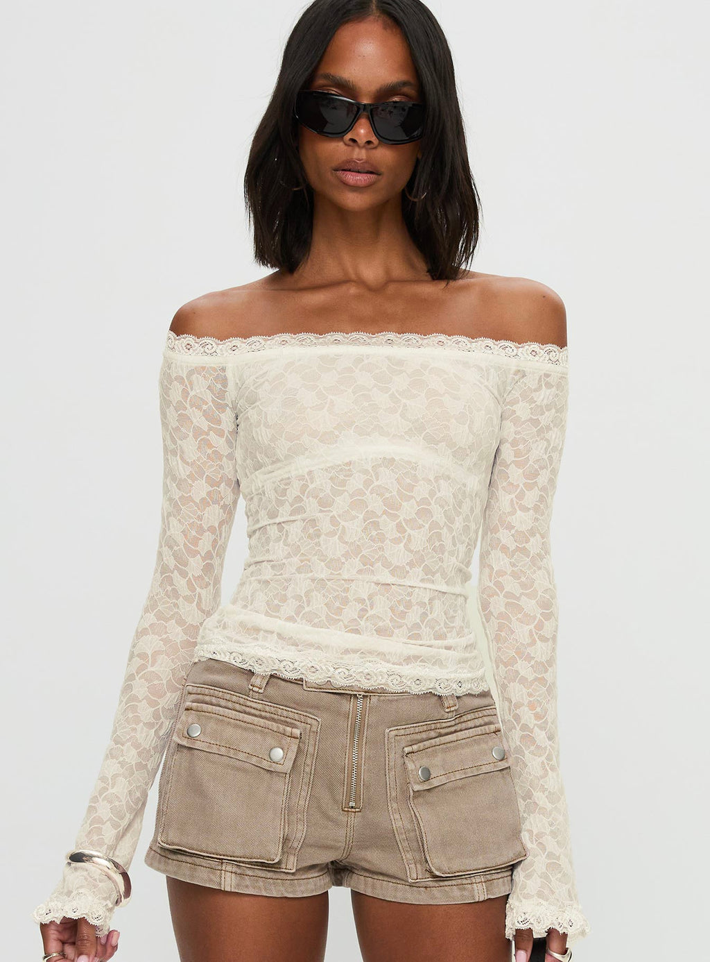 Mochapella Off The Shoulder Top White