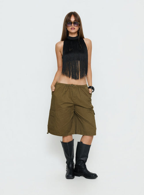 Allyza Baggy Cargo Shorts Olive