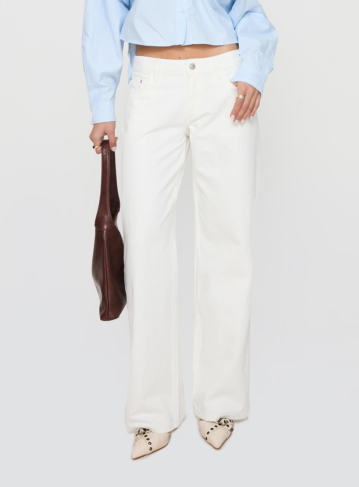 Ellanor Low Rise Straight Leg Jeans White