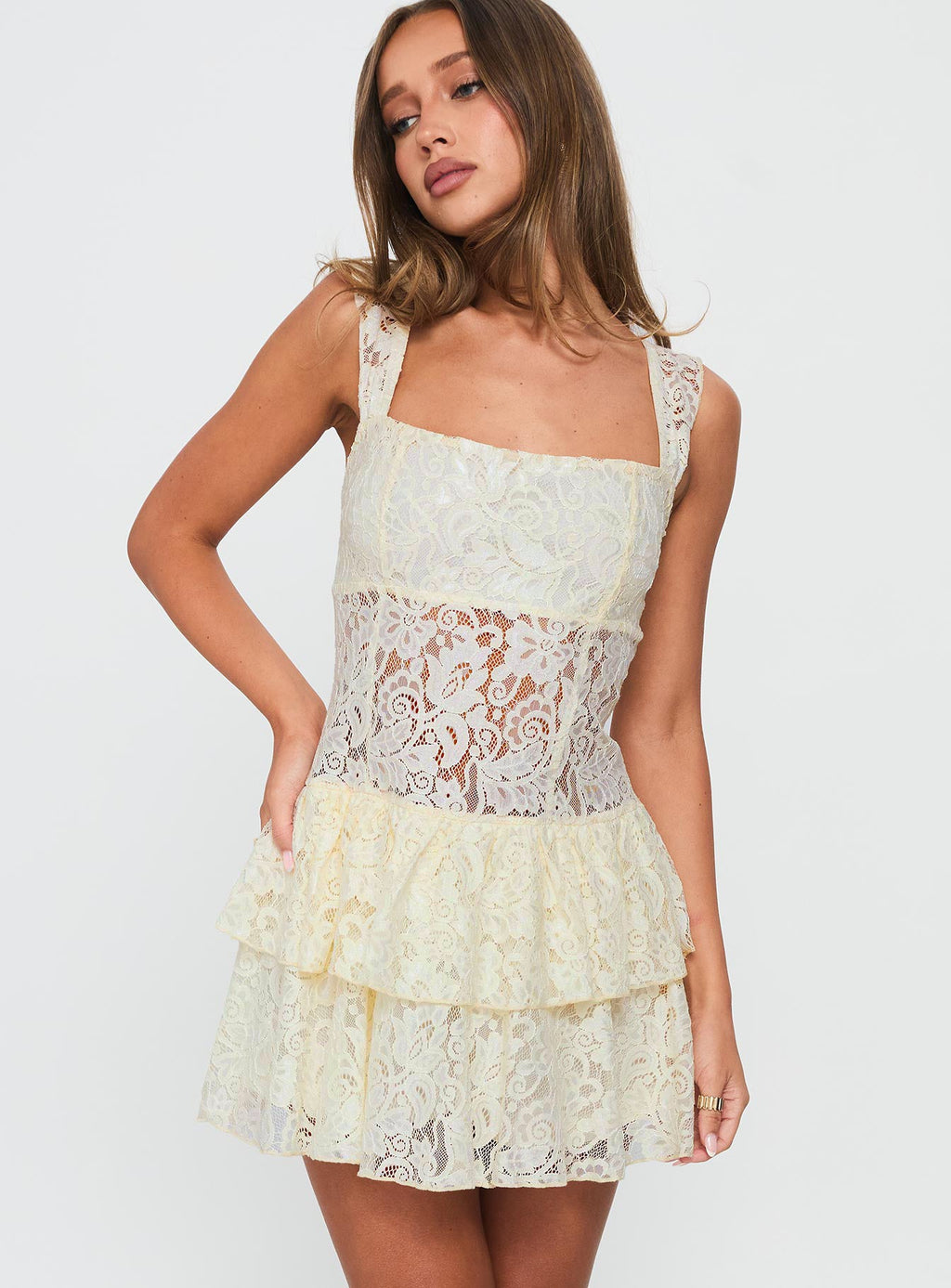 True Connections Lace Playsuit Cream