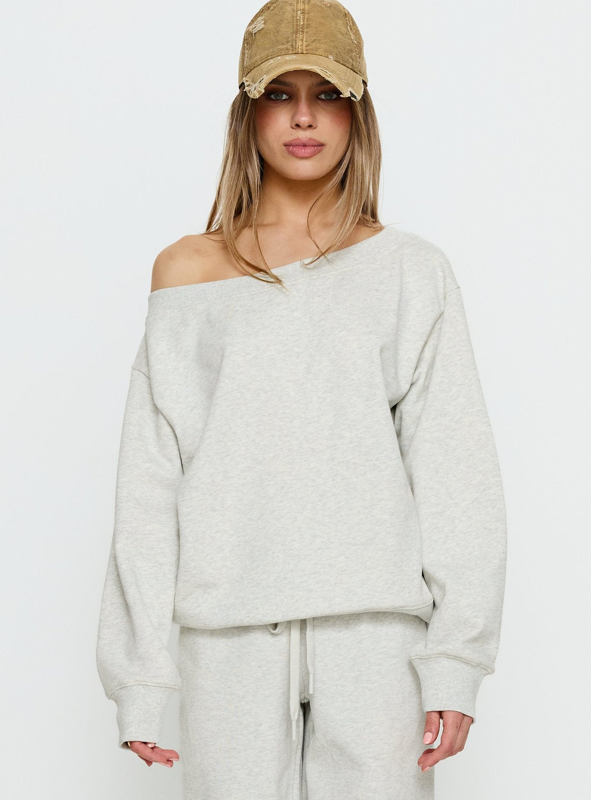 Wellness Off the Shoulder Jumper Grey Marle