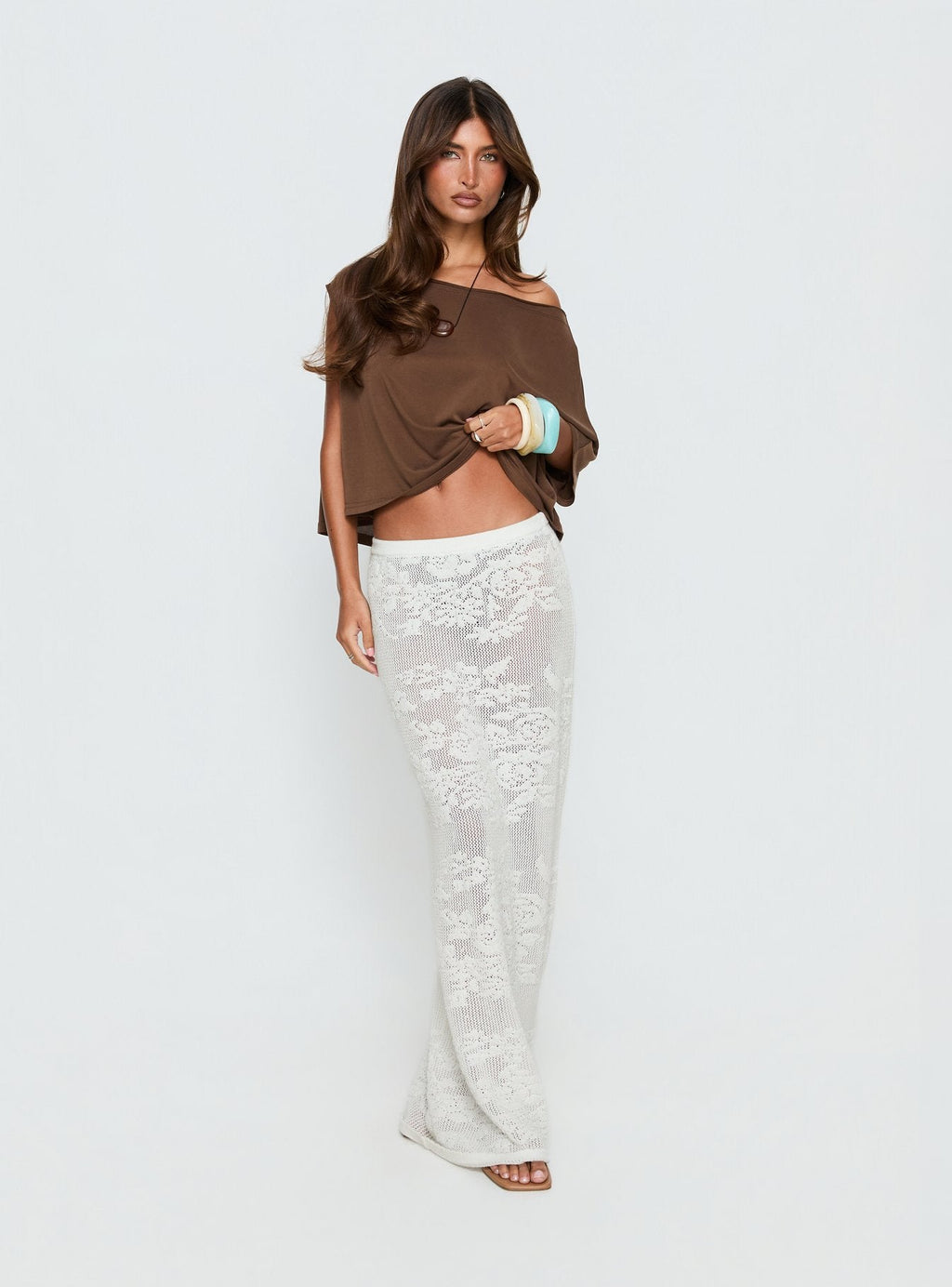 Opresia Crochet Maxi Skirt White