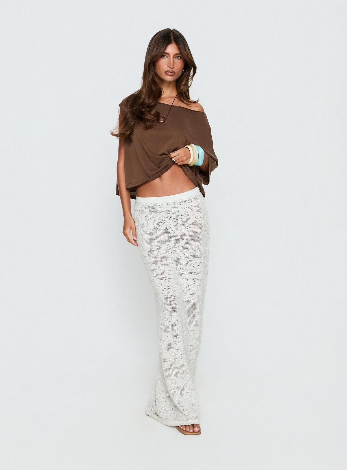 Opresia Crochet Maxi Skirt White