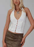 Vayda Halter Top White