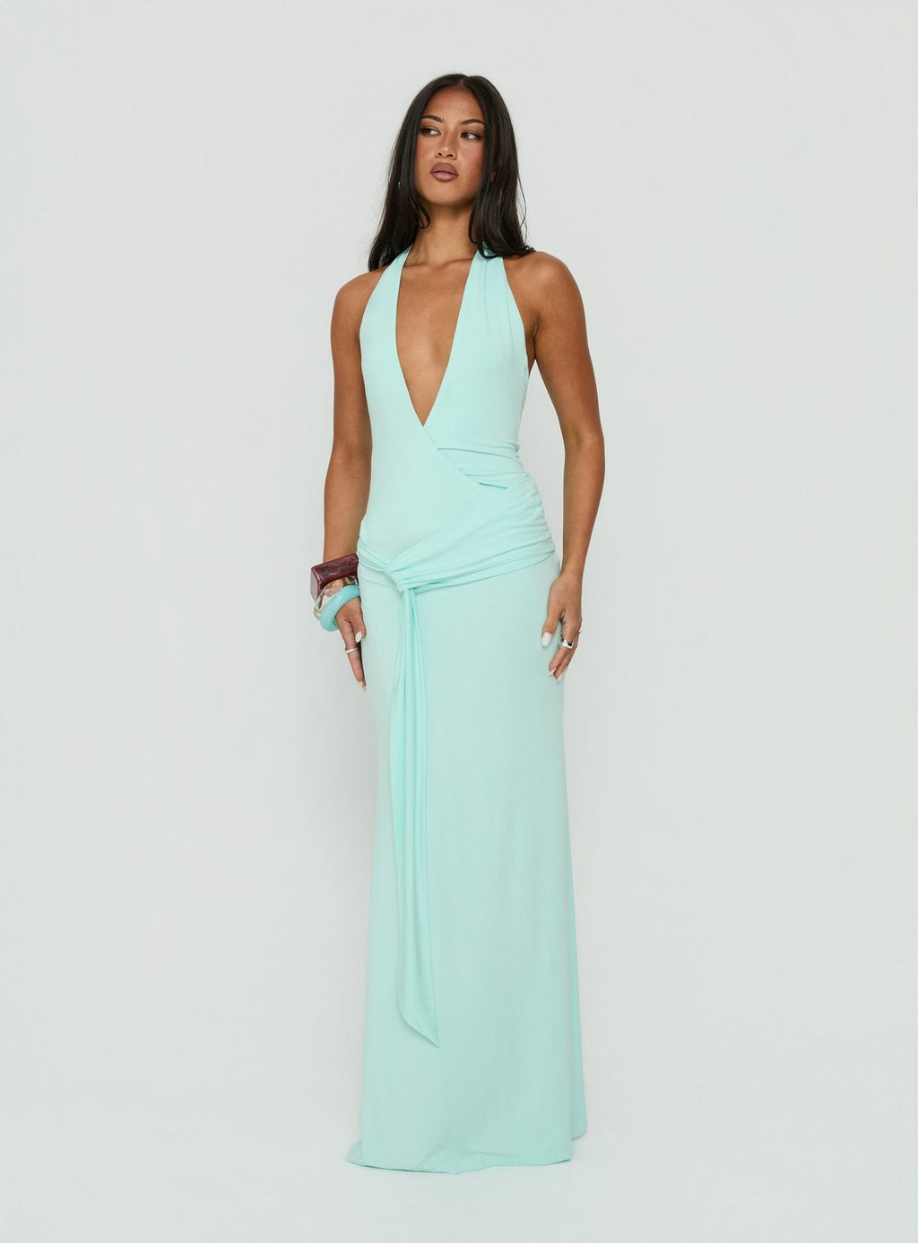 So Major Draped A-Line Maxi Dress Blue