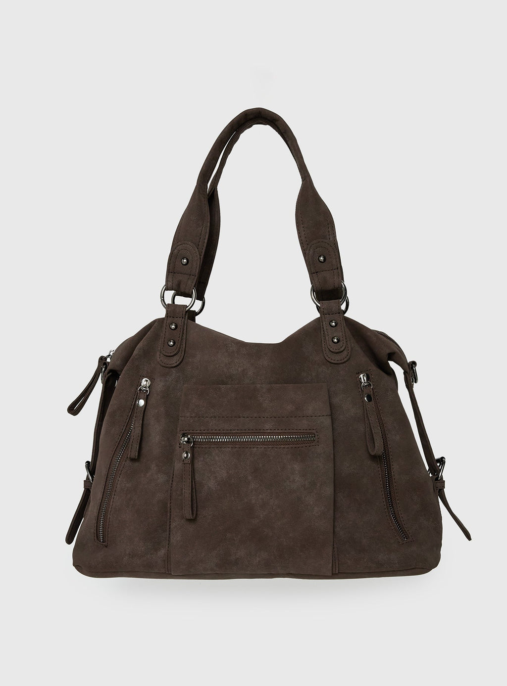 Olsenn Faux Suede Oversized Shoulder Bag Slate