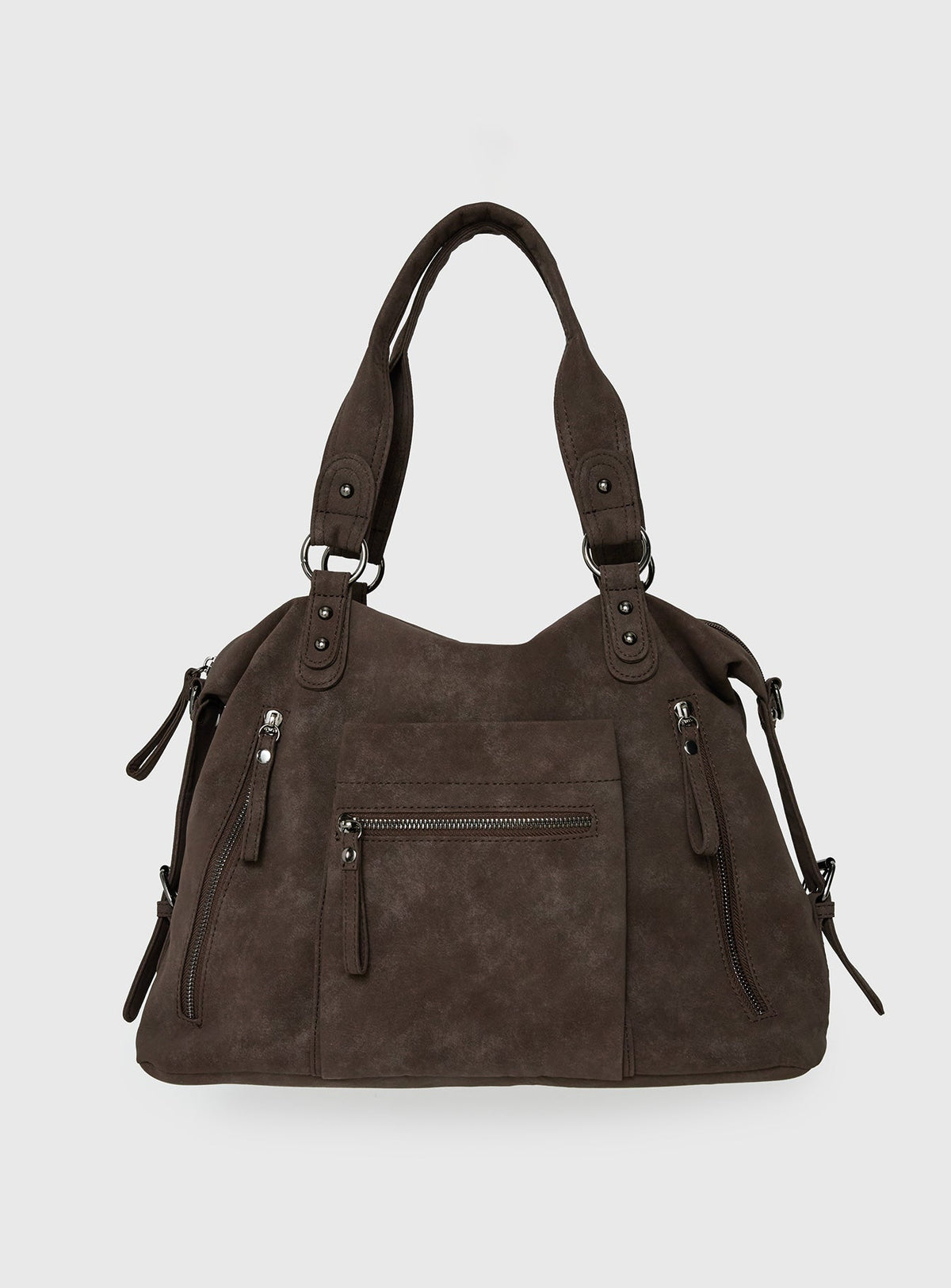 Olsenn Faux Suede Oversized Shoulder Bag Slate