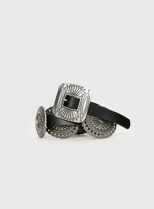 All A Blur Faux Leather Belt Black