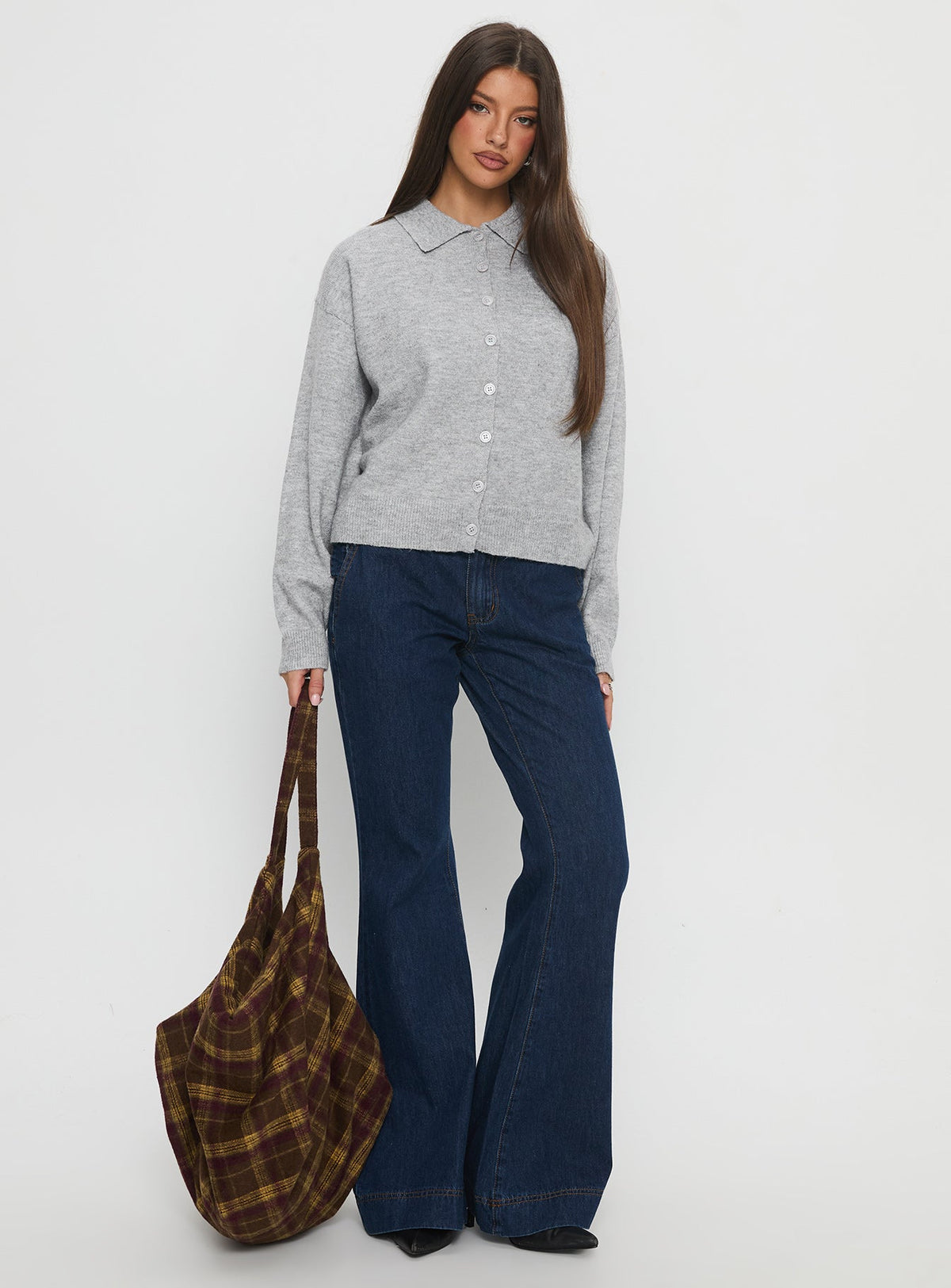 Nadyna Collared Cardigan Grey Marle