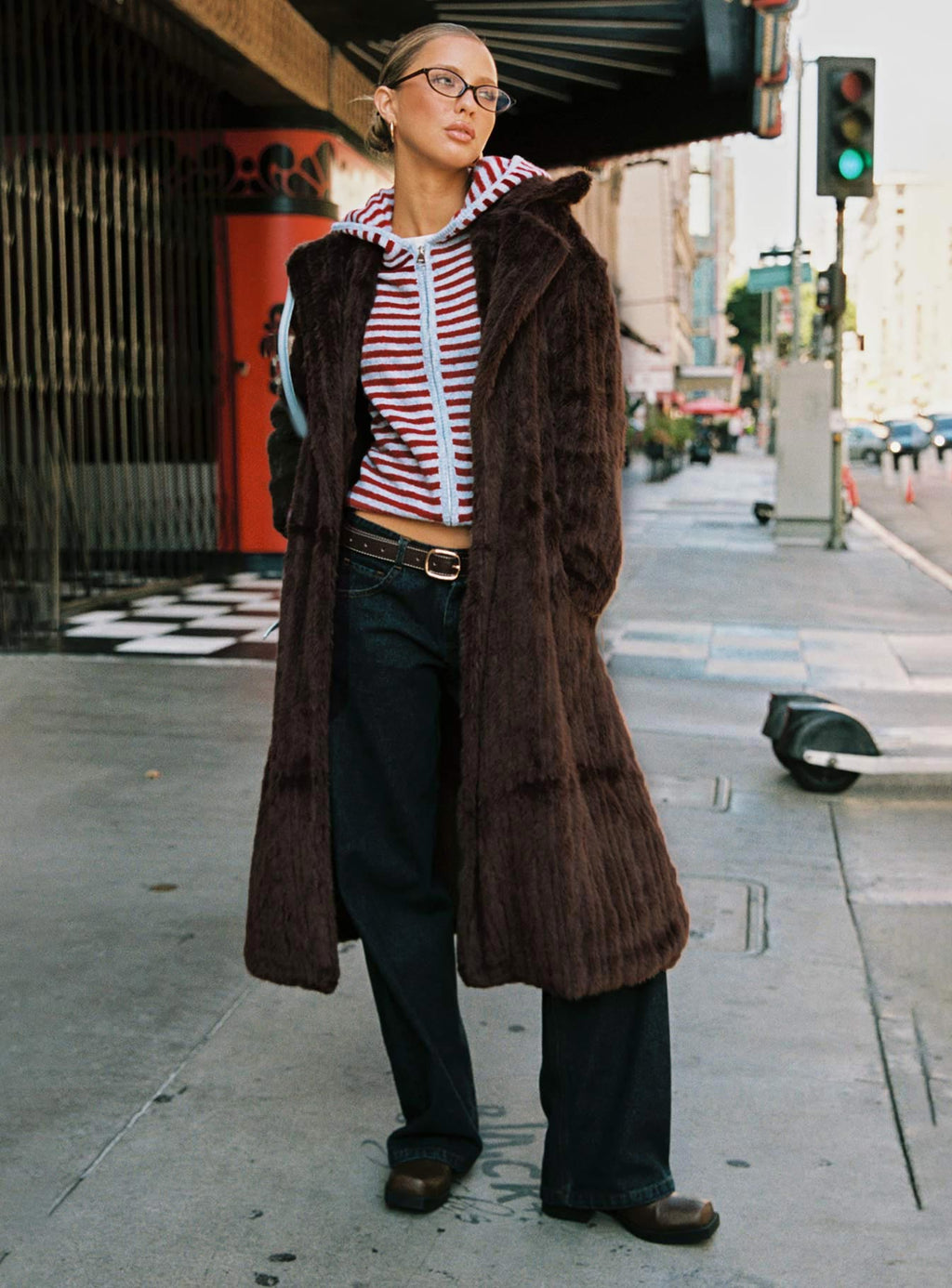 Moss Faux Fur Coat Chocolate