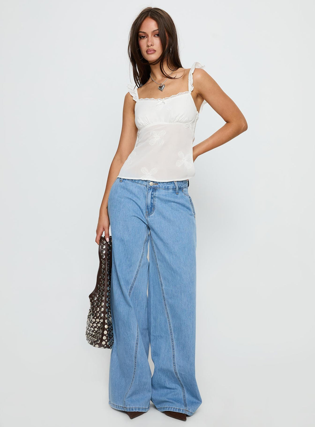 Madaleine Embroidered Top White