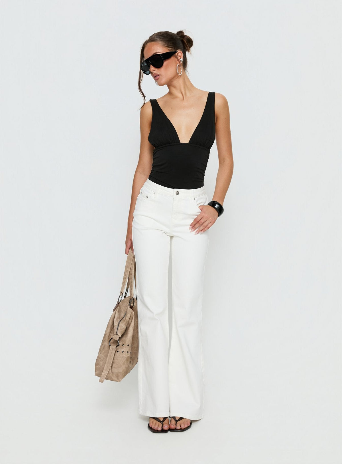 Magic Mirror Mid Rise Bootleg Jeans Ecru