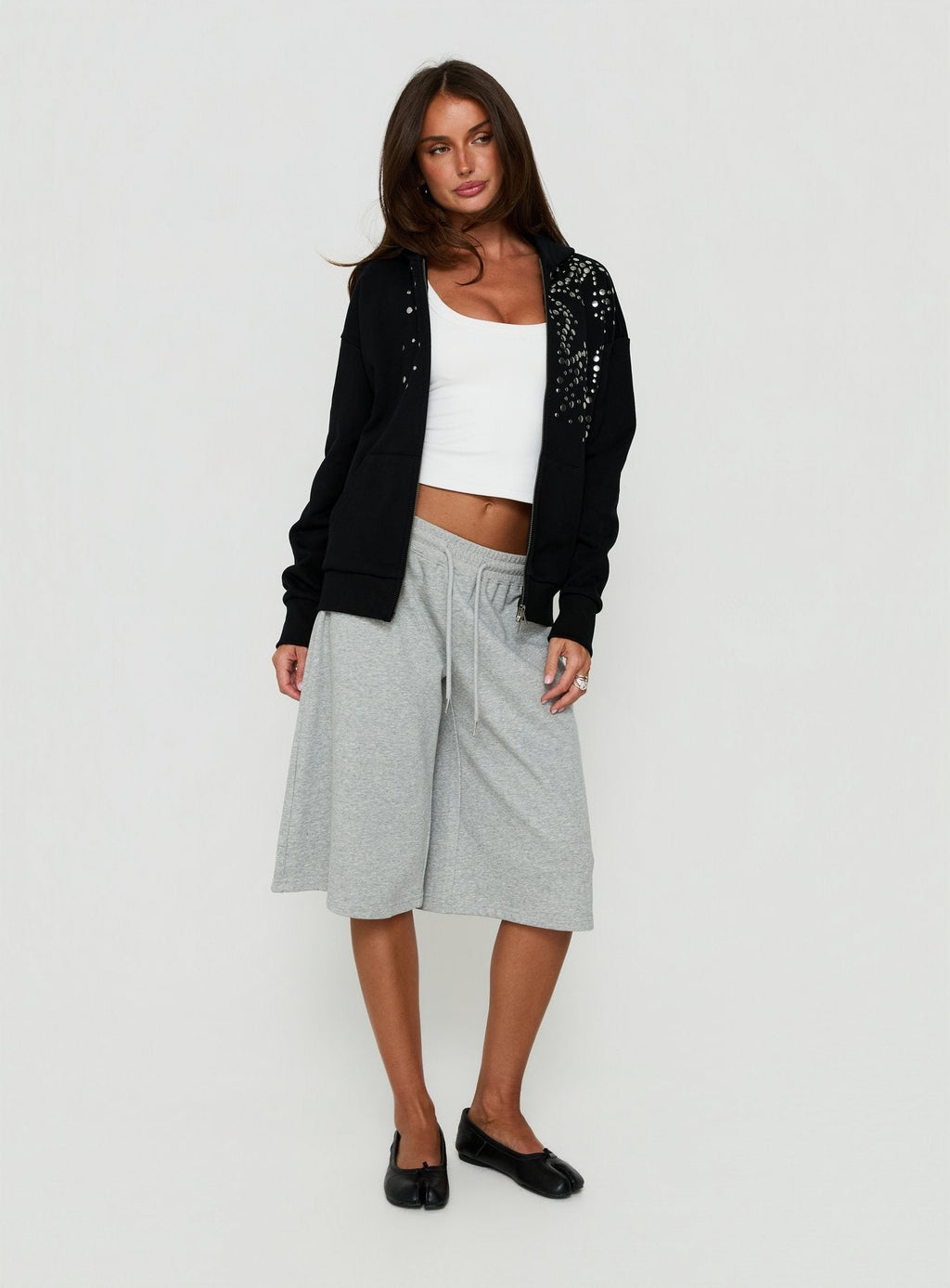 All Day Studded Oversized Hoodie Black