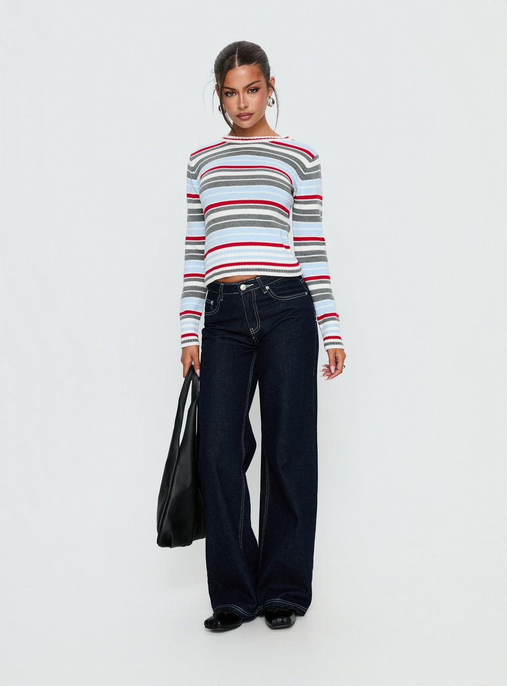 Briette Long Sleeve Top Blue / Red Stripe
