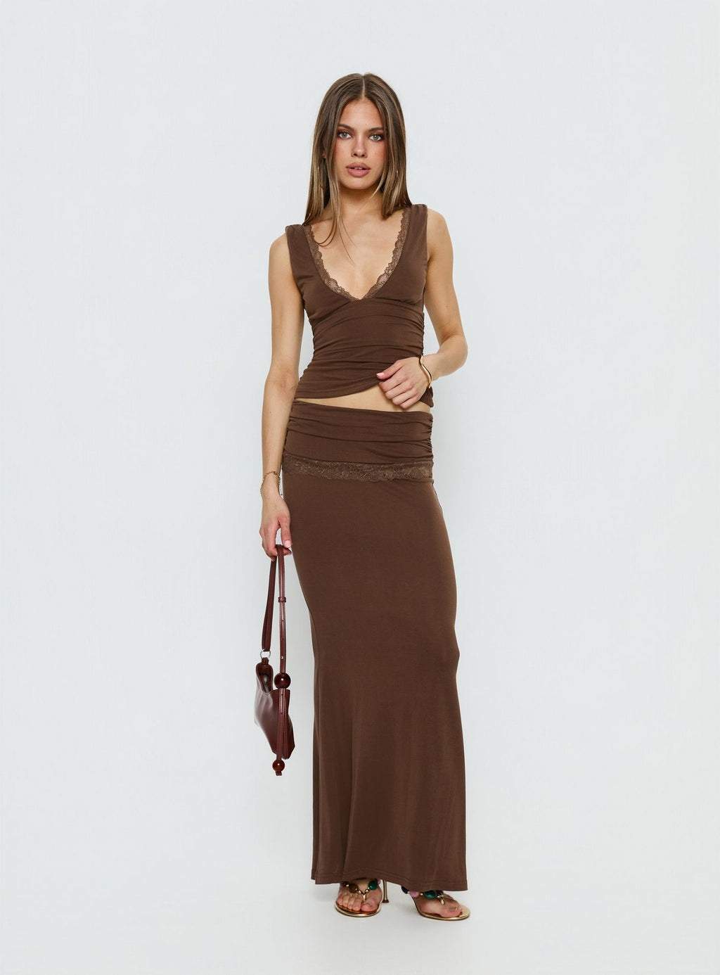 Zespri Jersey Maxi Skirt Brown