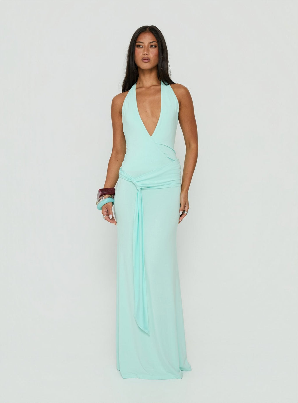 So Major Draped A-Line Maxi Dress Blue