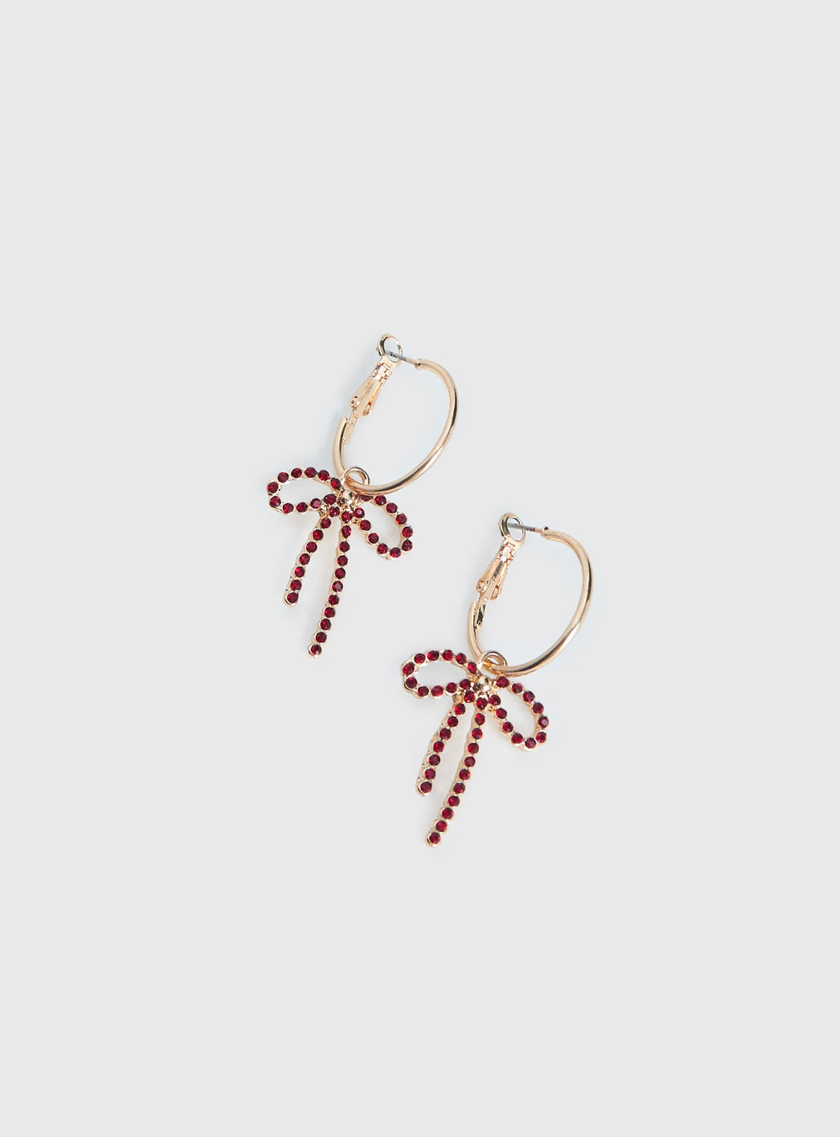 Goodnight And Go Bow Hoop Earrings Gold / Red