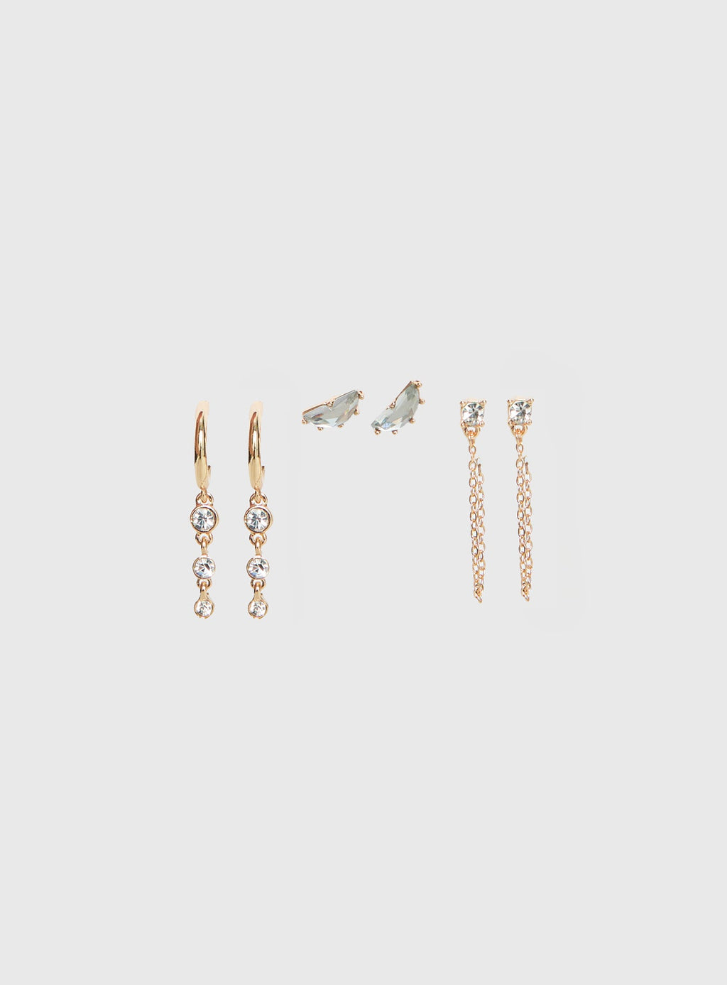 Think Later Diamante Earring Pack Gold