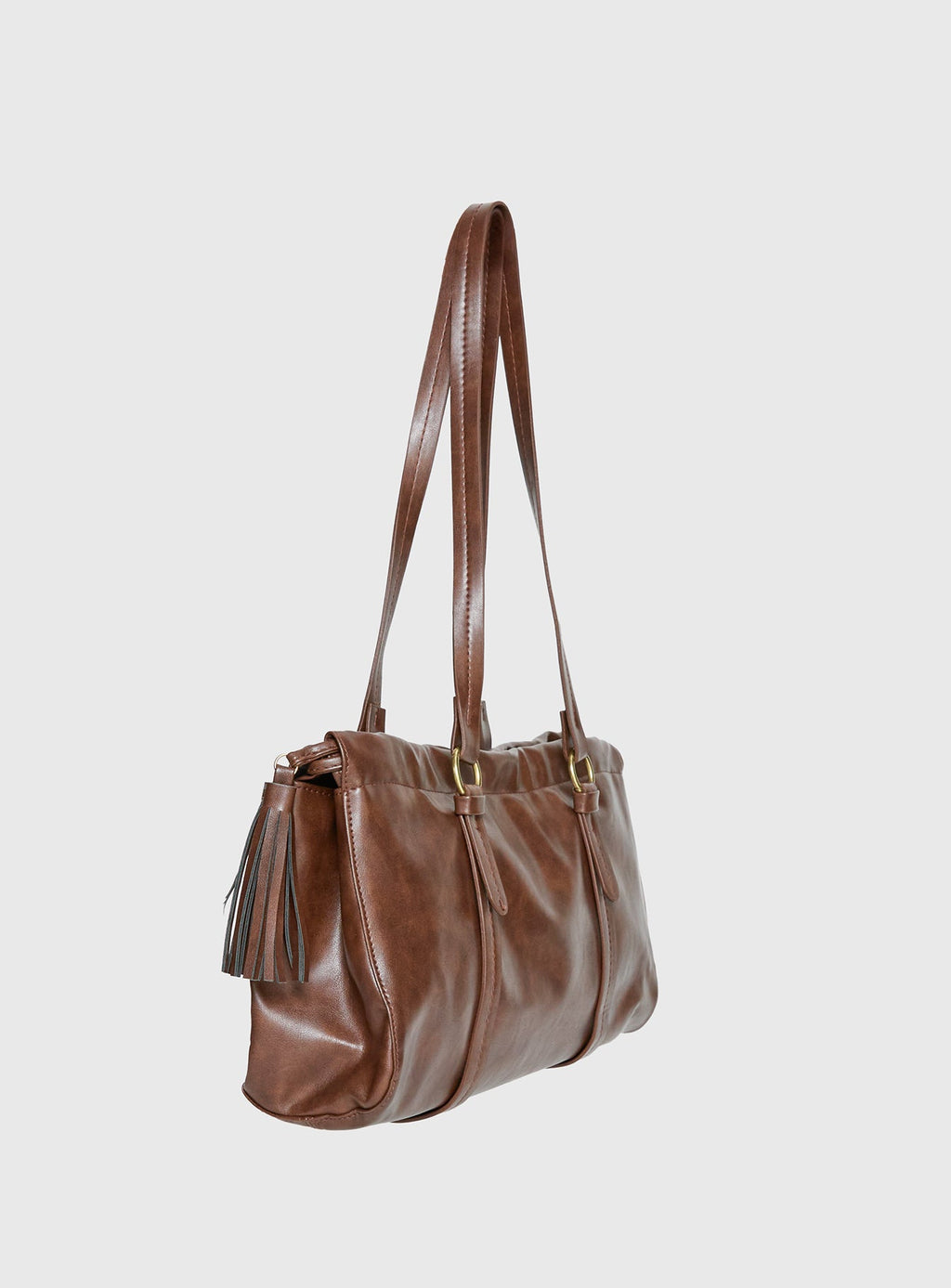 Veneza Ruched Shoulder Bag Brown
