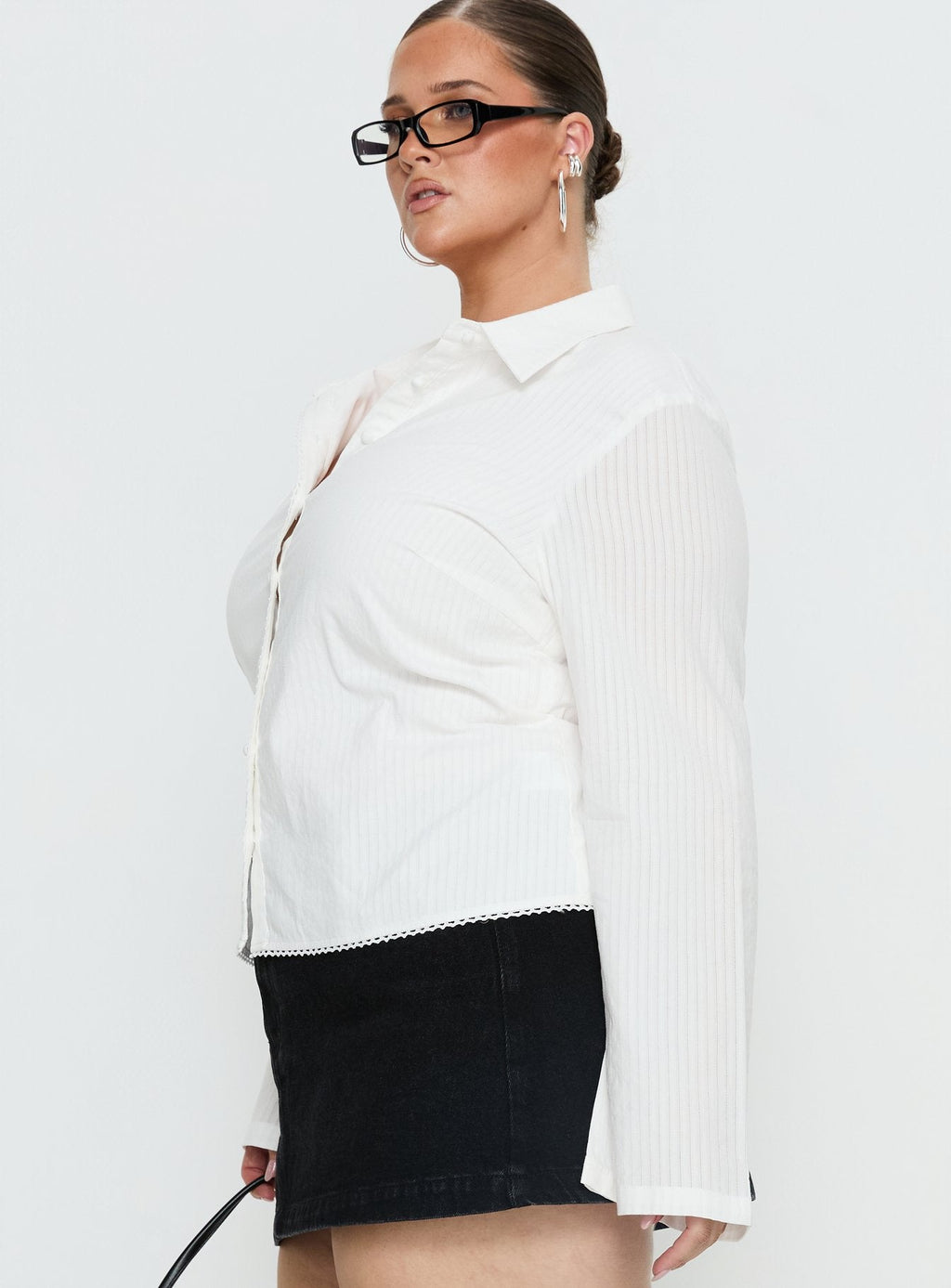 Emersonne Button Up Top White Curve