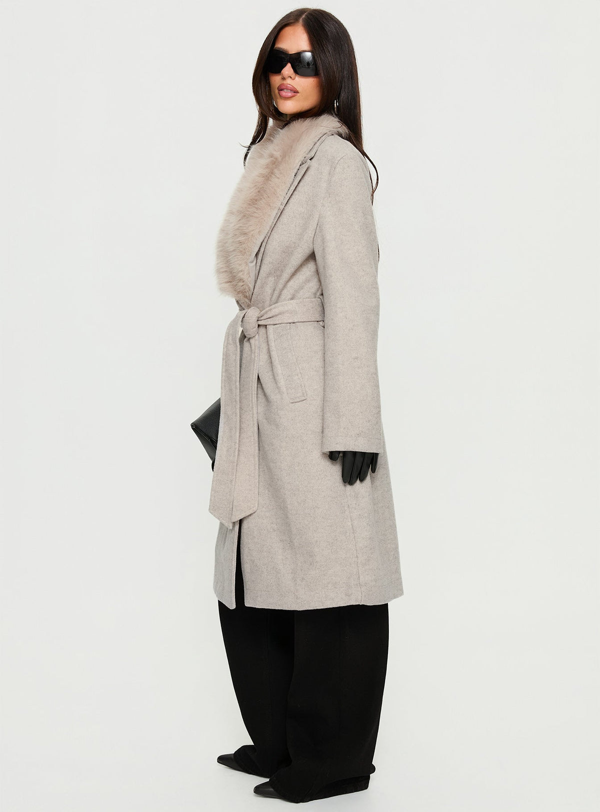 Hallyn Faux Fur Collar Coat Beige