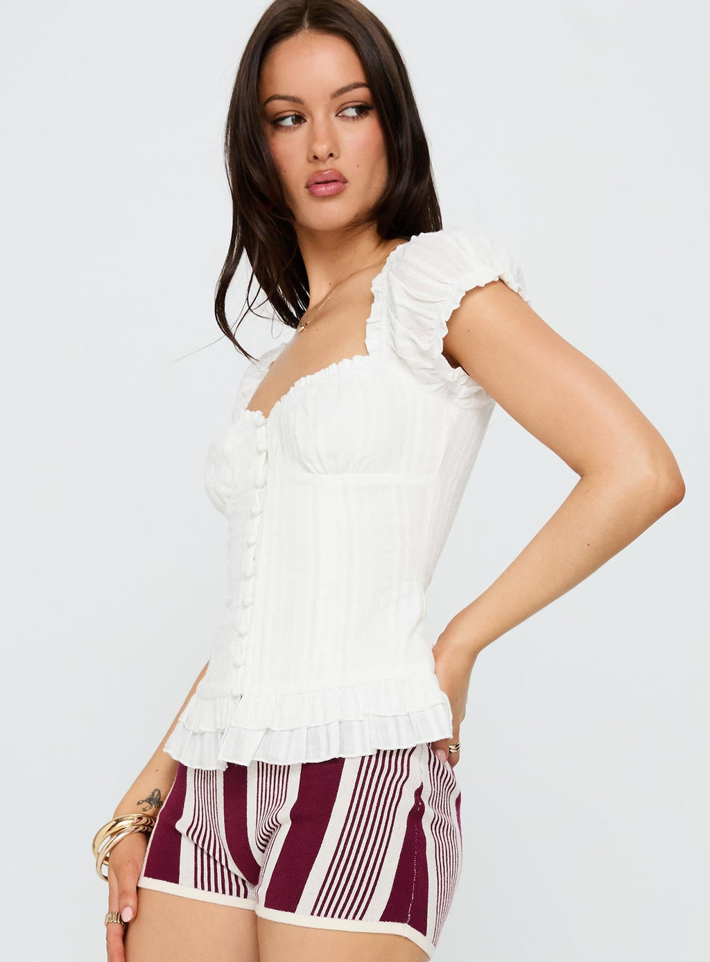 Suiter Frill Detail Top White