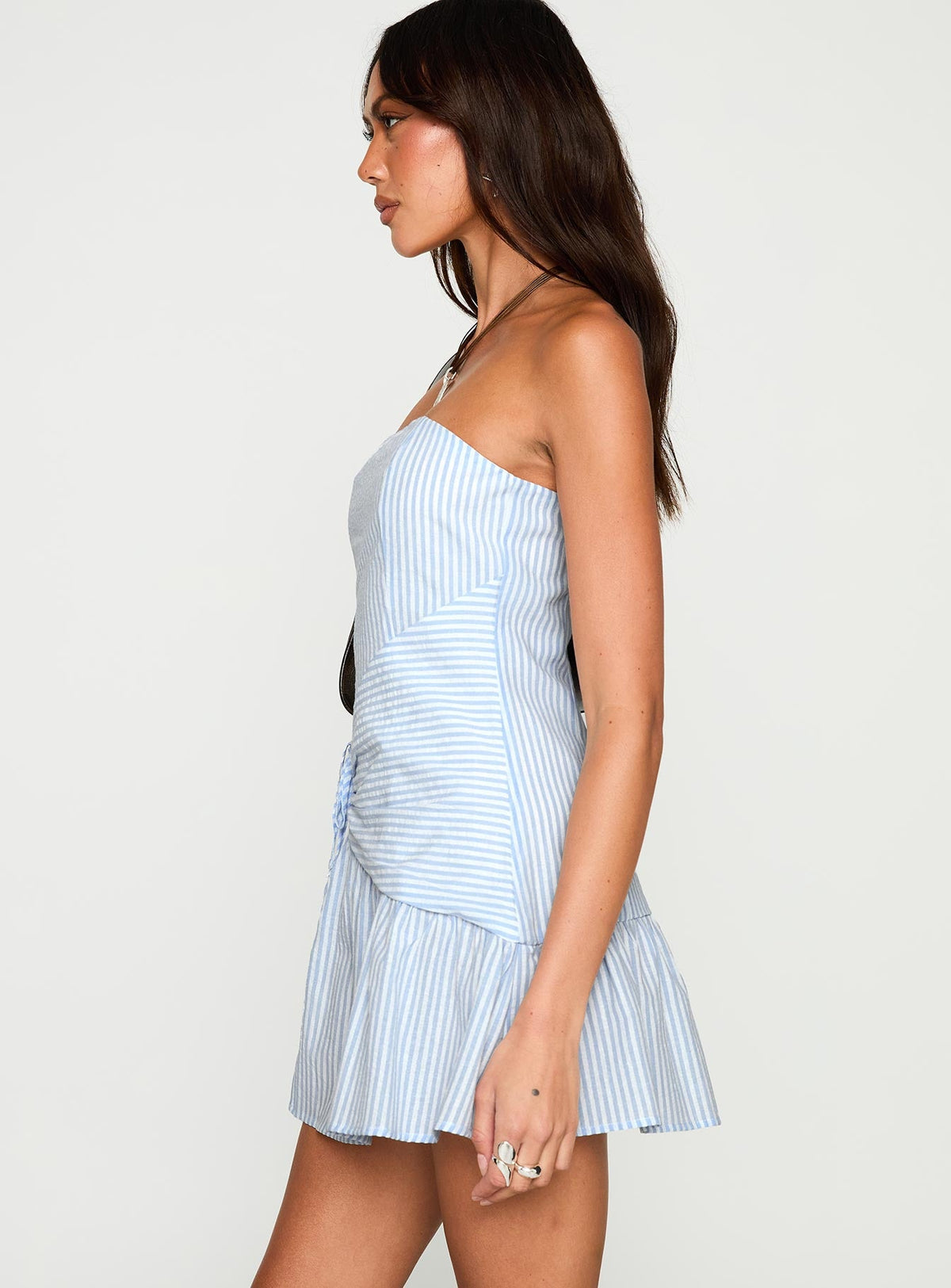 Archetype Strapless Mini Dress Blue Stripe