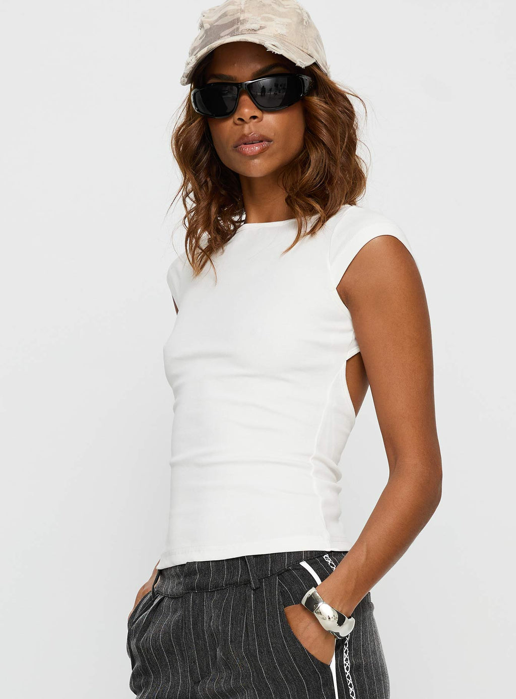 Drives Me Crazy Backless Top White