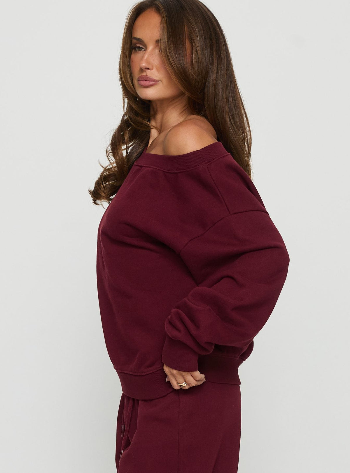 Wellness Off the Shoulder Jumper Currant