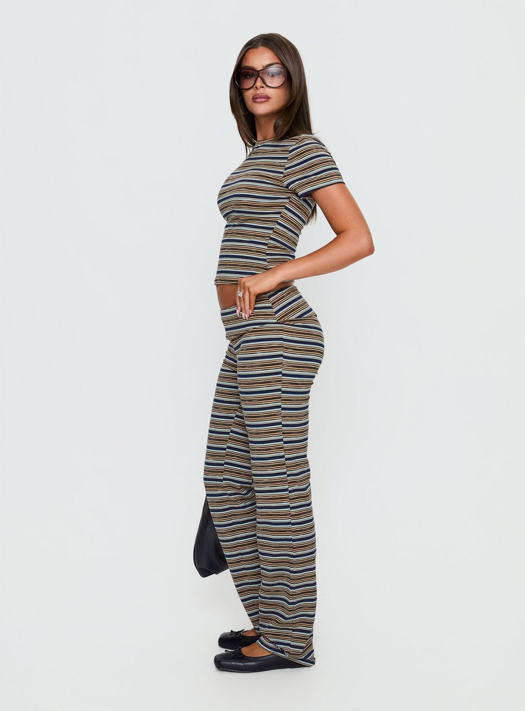 Manolo Foldover Pants Brown / Grey Stripe