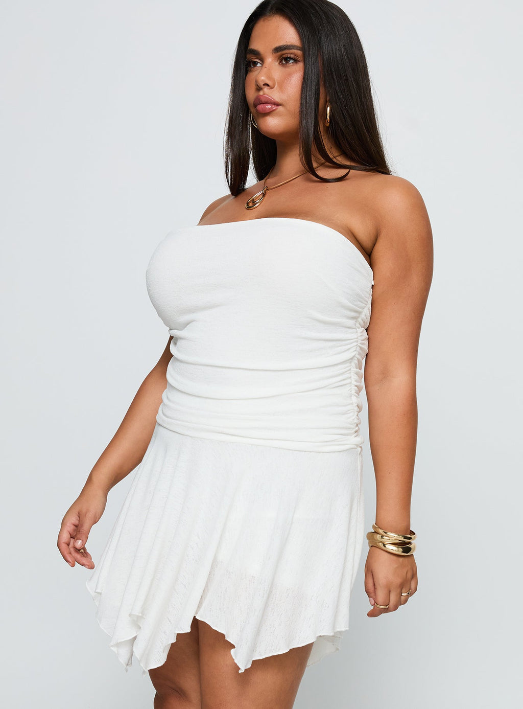 Minxie Strapless Playsuit White Curve