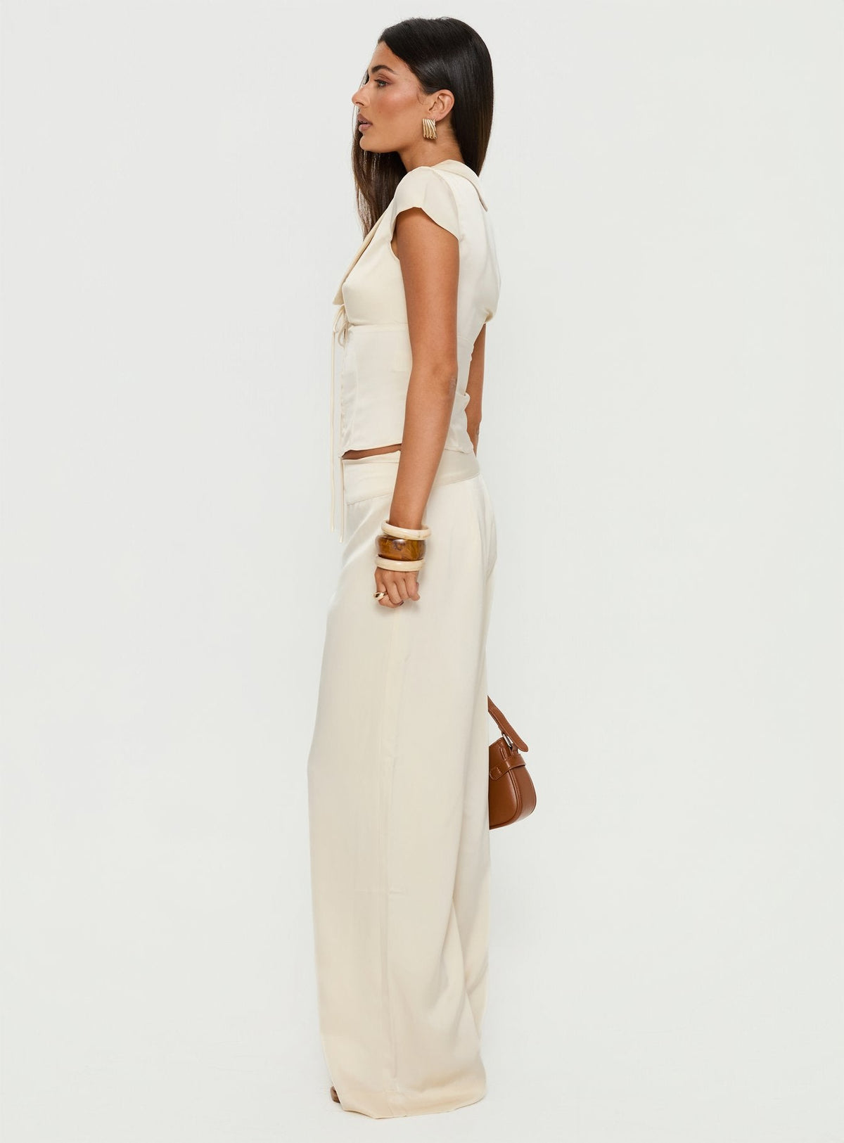 Aubrette Satin Tie Pants Cream